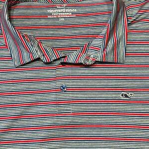 Vineyard Vines Men's Tri-Color Bradley Stripe Sankaty Polo Shirt M105